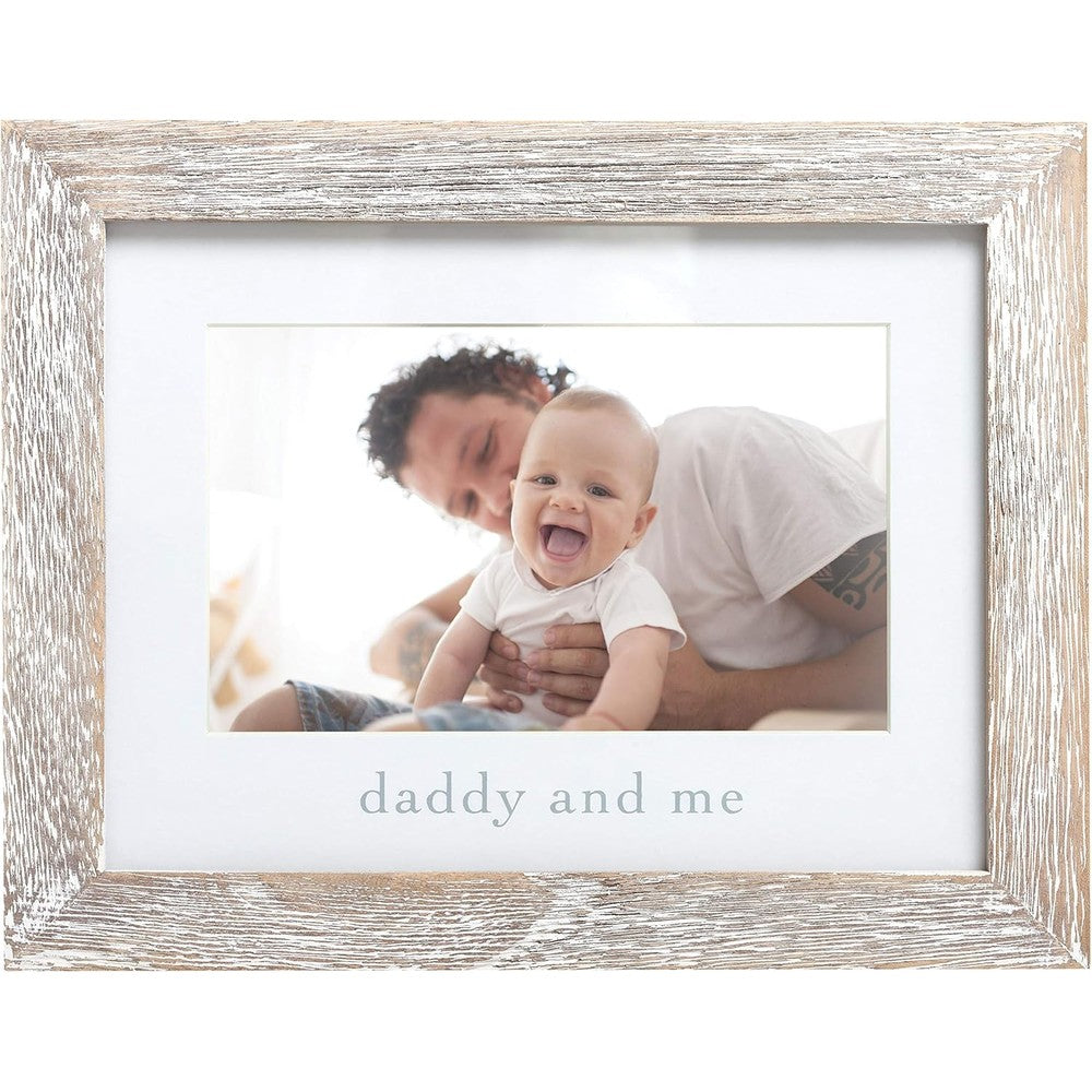 Pearhead Daddy and Me rustic wooden picture frame front view