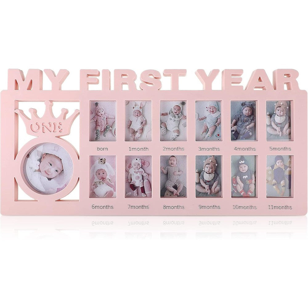 Unittype My First Year Baby Photo Frame pink front view