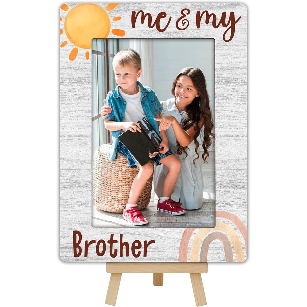Oxrun Boho Rainbow Me & My Brother Wooden Photo Frame front view