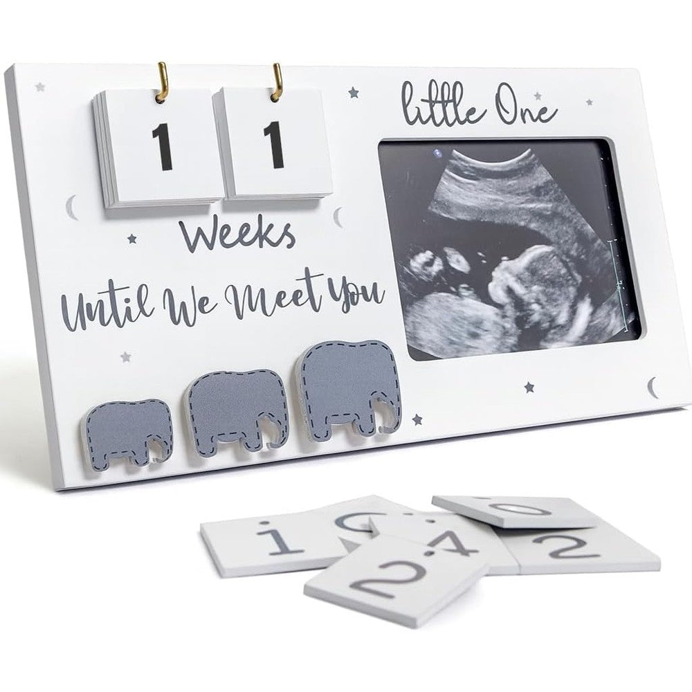 Jwitao baby sonogram picture frame front view showing wooden design.