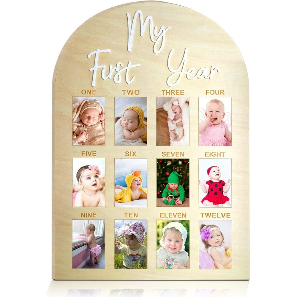 Hongpar one year birthday wooden photo board front view