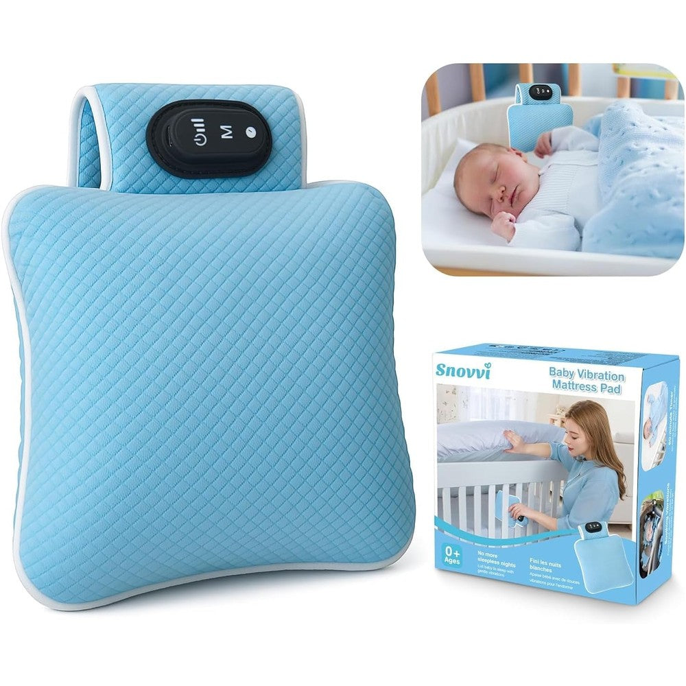 SNOVVI Baby Vibrating Sleep Soother Pad front view showing the sleek portable design for cribs.