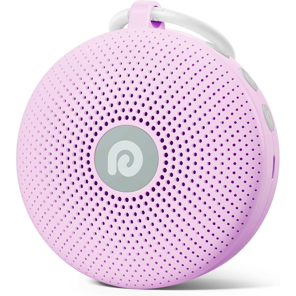 Dreamegg D11 Max portable white noise machine in Sakura Pink front view showing circular speaker grill.