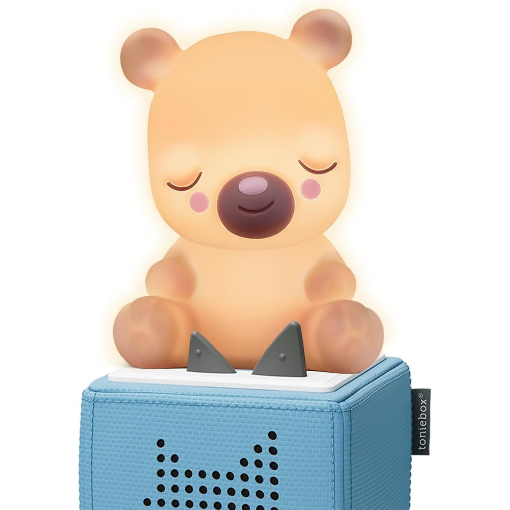 Tonies Sleepy Bear Night Light Audio Play Character front view showing authentic warm glow feature