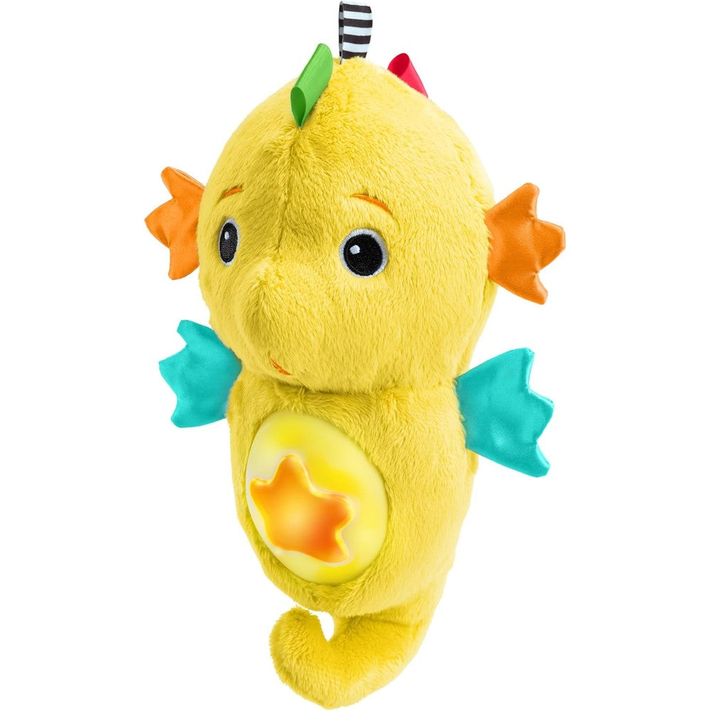 Baby Einstein Sea Dreams Seahorse Plush Soother front view yellow nursery toy