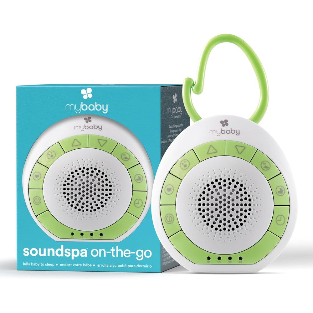 HoMedics MyBaby SoundSpa On The Go front view portable white noise machine for baby sleep