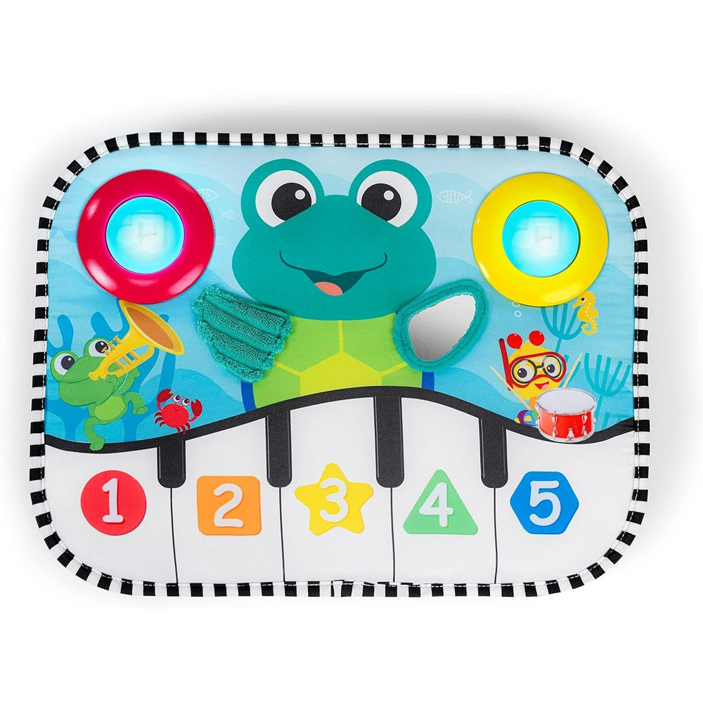 Baby Einstein Ocean Explorers Neptunes Kick Pad front view showing the green turtle design and five multi-colored musical kick buttons.