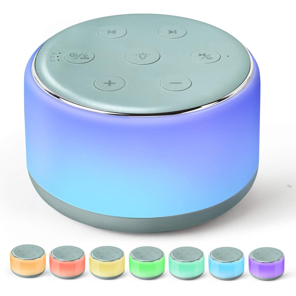 FamiSym White Noise Sound Machine front view in slate grey showing the control buttons.