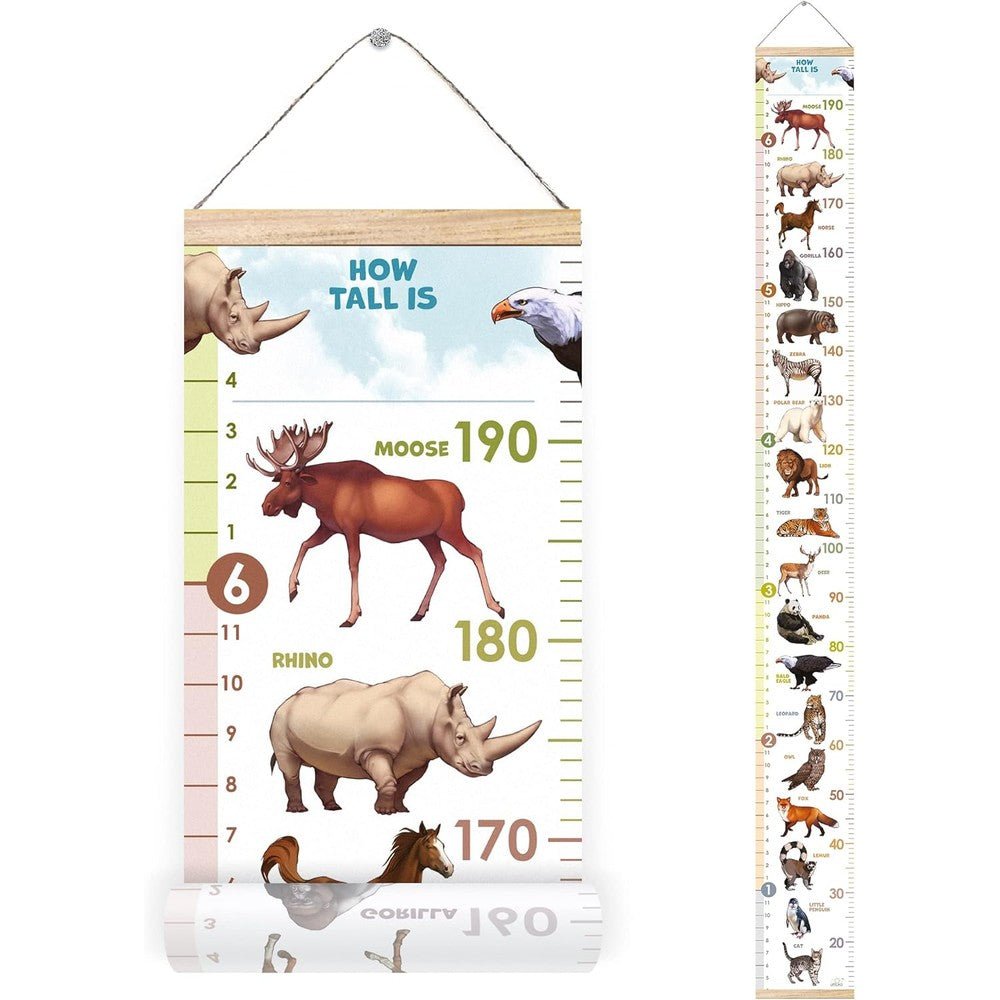 LIFELIKO Personalised Growth Chart front view showing animal illustrations