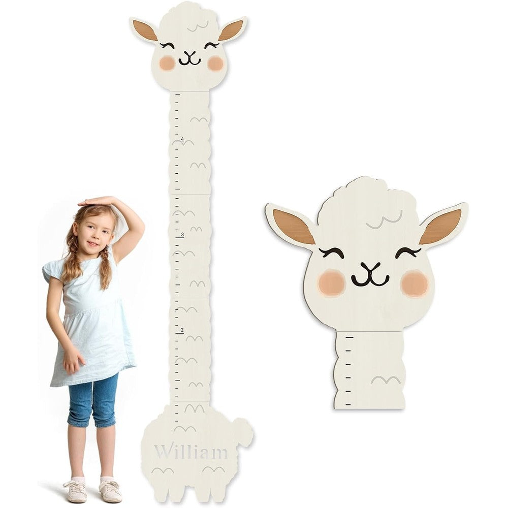 Woodemon Personalized Alpaca Wood Growth Chart front view