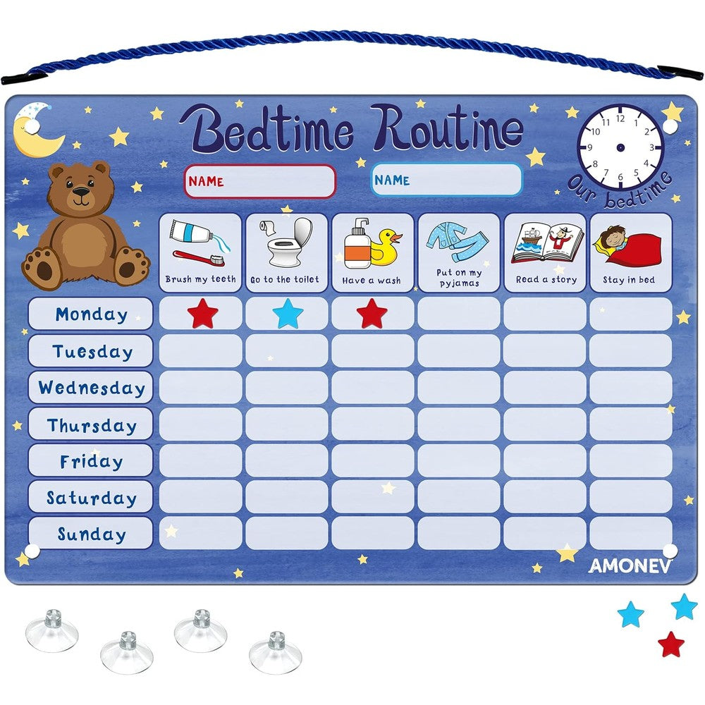 Amonev magnetic bedtime routine chart for kids front view