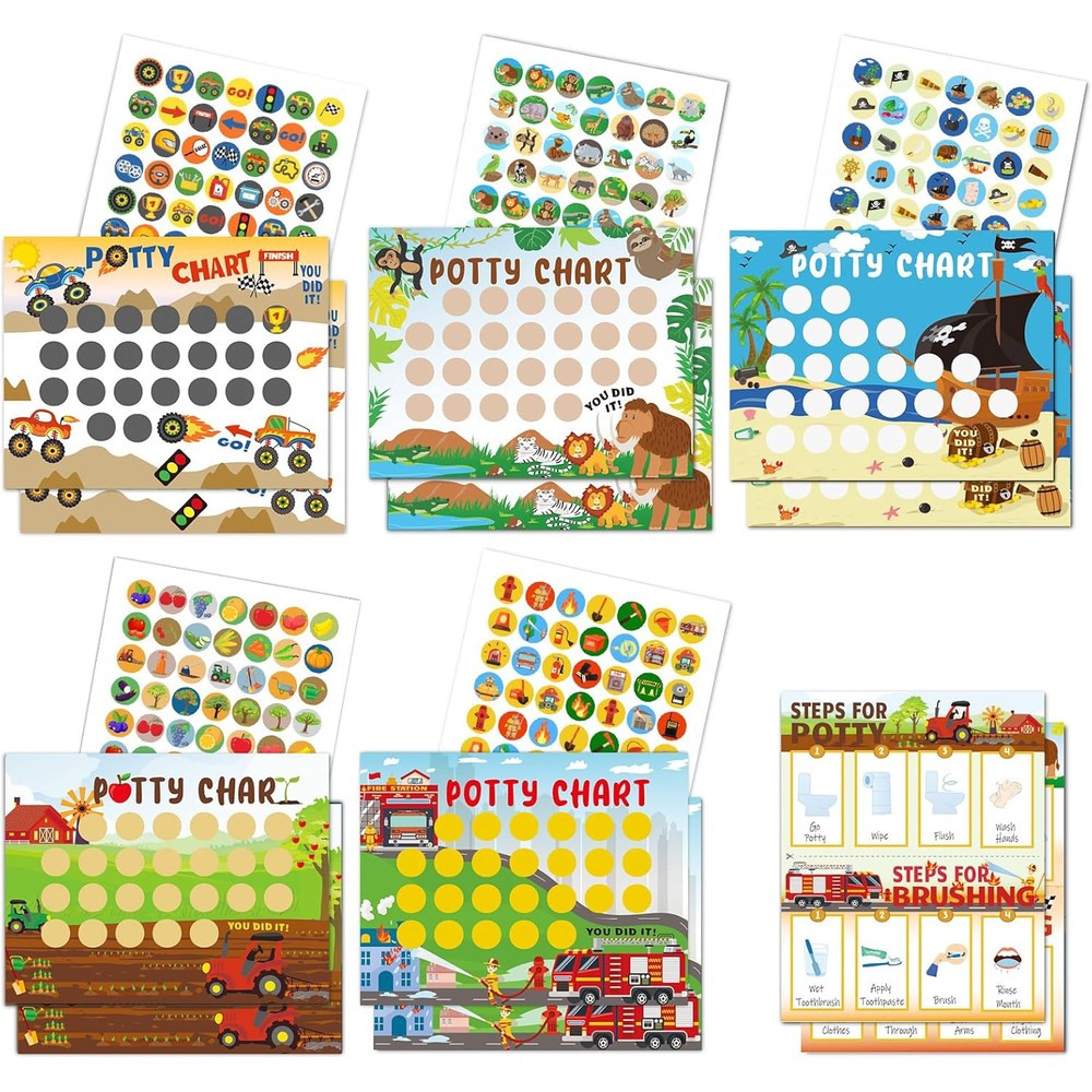 Hajorom potty training chart set with 17 pieces and stickers