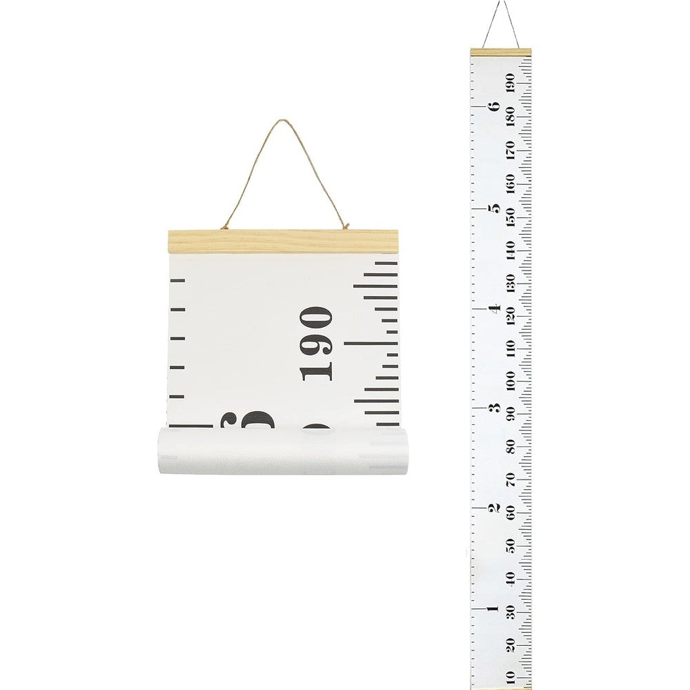 MinoMia Kids Growth Chart with white canvas and wood frame