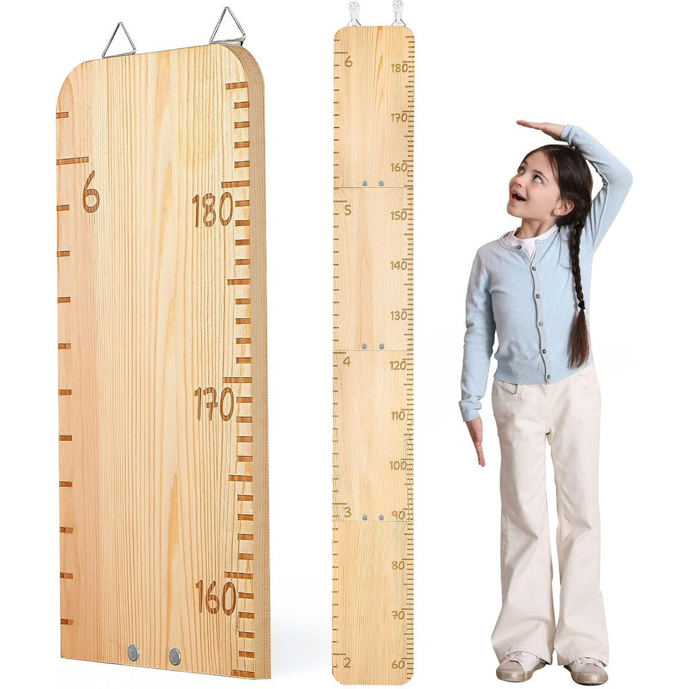 Unicorn Castle wooden growth chart for kids wall front view showing engraved castle design
