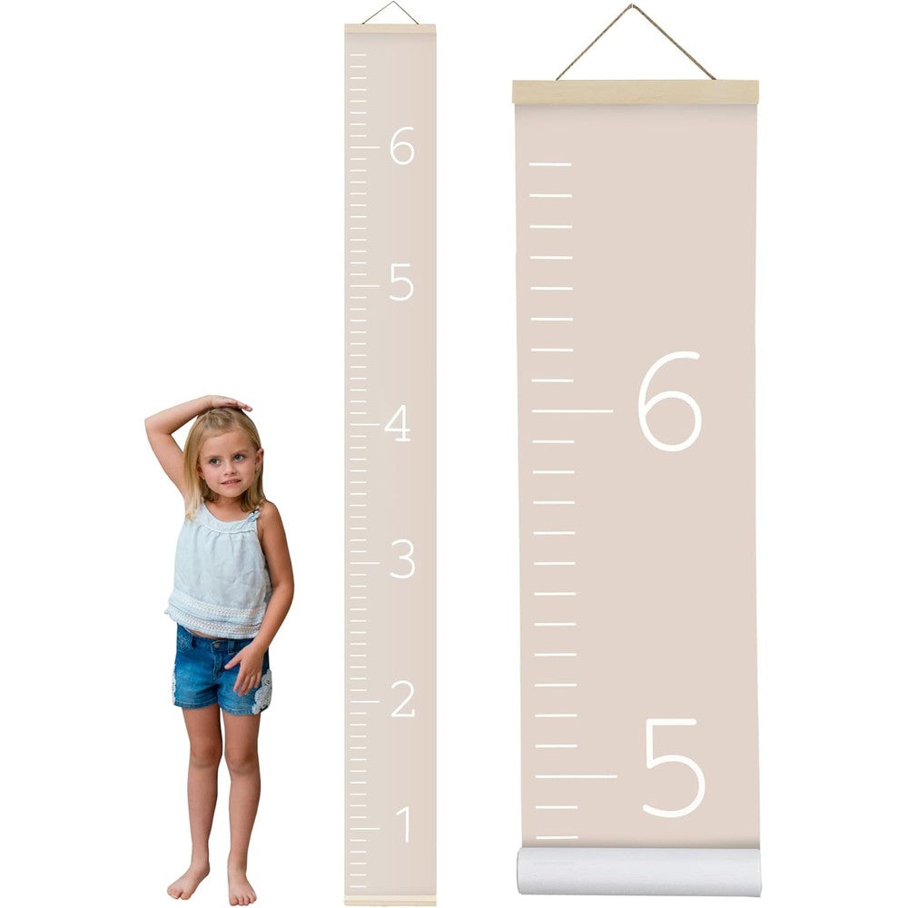 Morxy Canvas Growth Chart for Kids front view hanging on a nursery wall