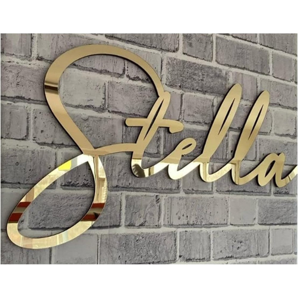 FYLZSIGN custom mirror gold acrylic name sign front view for nursery wall decor