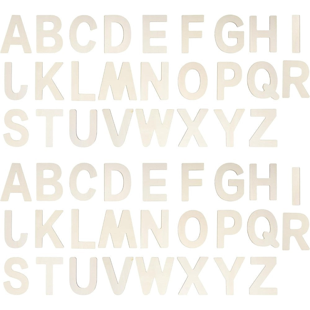 Miayon wooden alphabet letters 52 pieces front view arranged in full double set