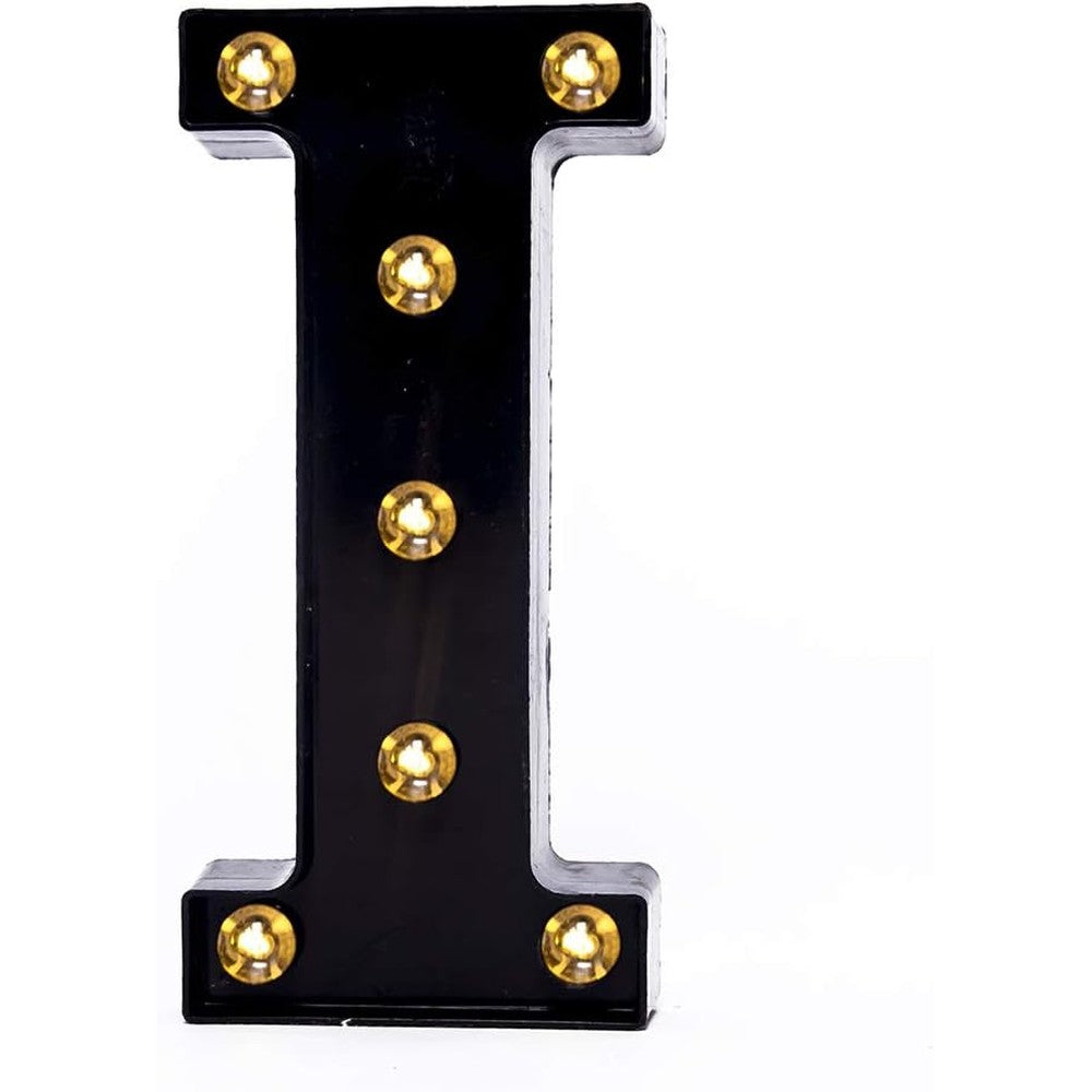 Foaky black LED marquee light sign front view illuminated on a party table