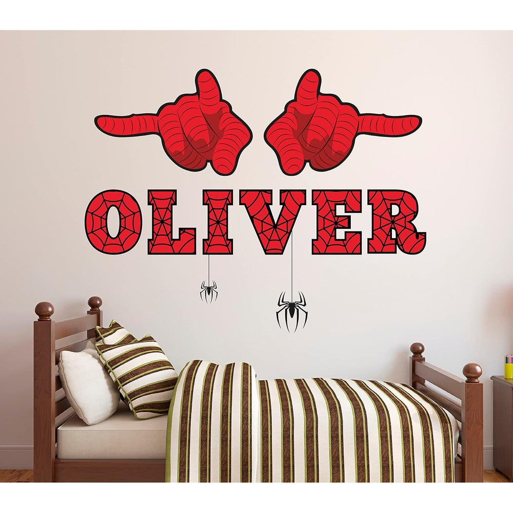 Custom Spider Name Wall Decal personalized superhero nursery wall art