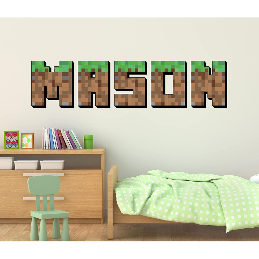 Beharcolors personalized gamer name wall decal pixel block style