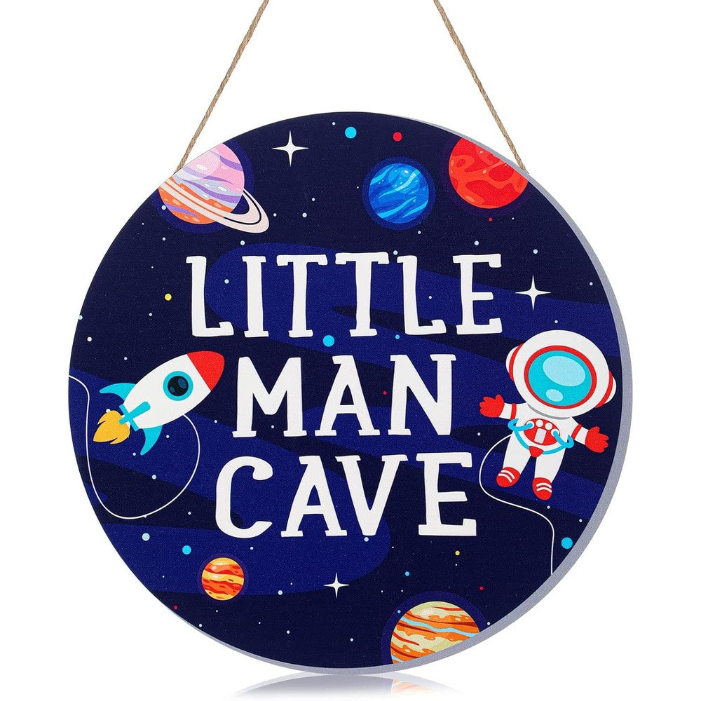 Geelin space themed room wall decor front view featuring astronaut little man cave design
