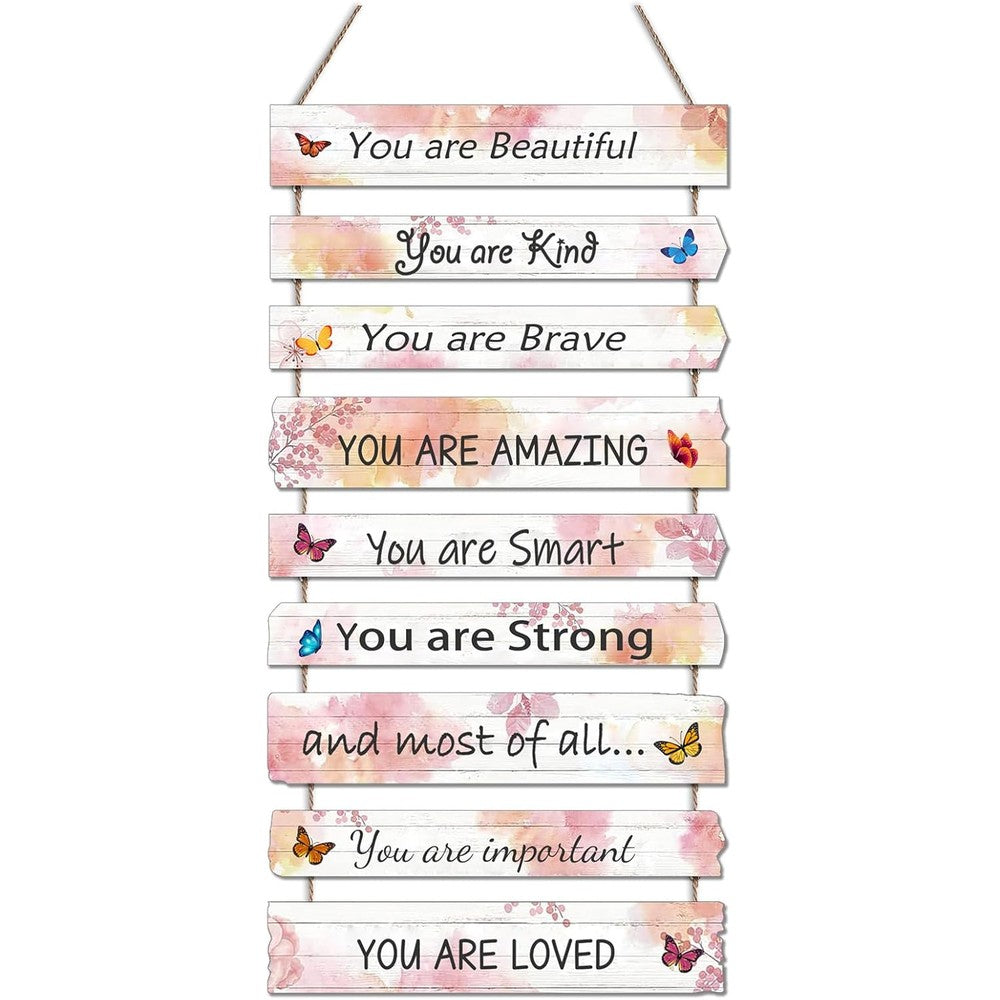 JEVUVU butterfly girls room decor front view showing pink aesthetic motivational panels