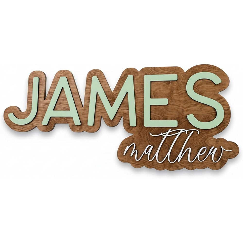 Hickory Hollow Designs wooden nursery name sign front view for custom baby room wall decor.