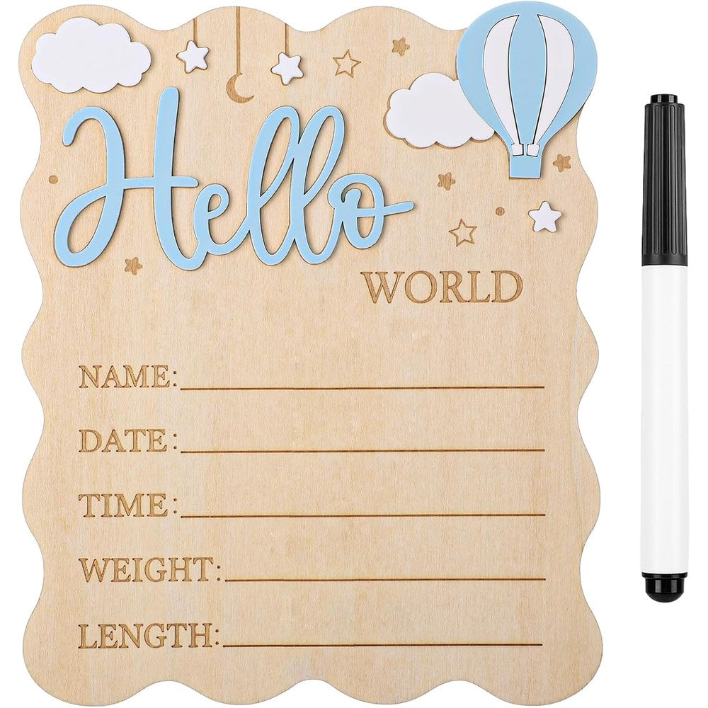 WSICSE wooden baby announcement sign front view for newborn photography props
