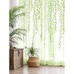 Breling Willow Voile Curtains green leaf sheers front view in a bright living room