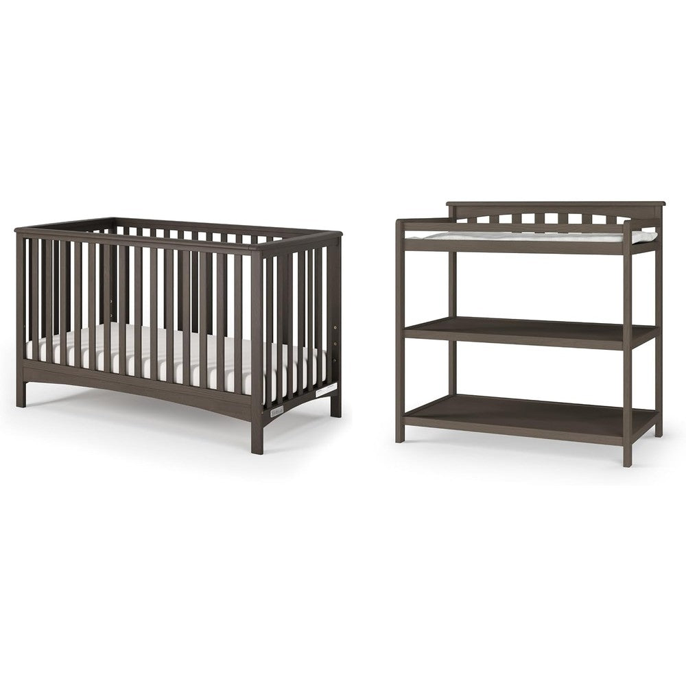 Child Craft London 2-Piece Nursery Set front view in Dapper Gray finish.