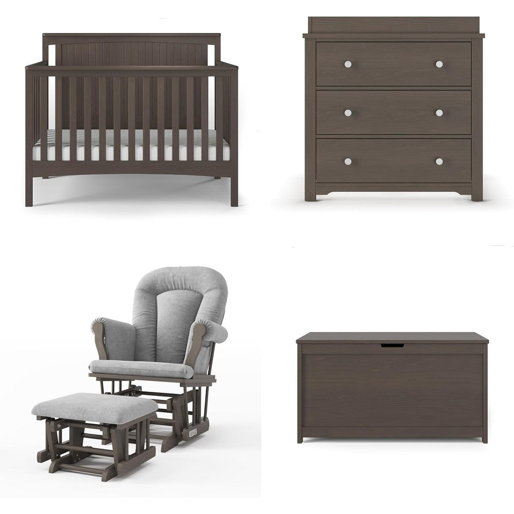 Child Craft Scout 4-Piece Nursery Set front view showing crib and dresser in dapper gray