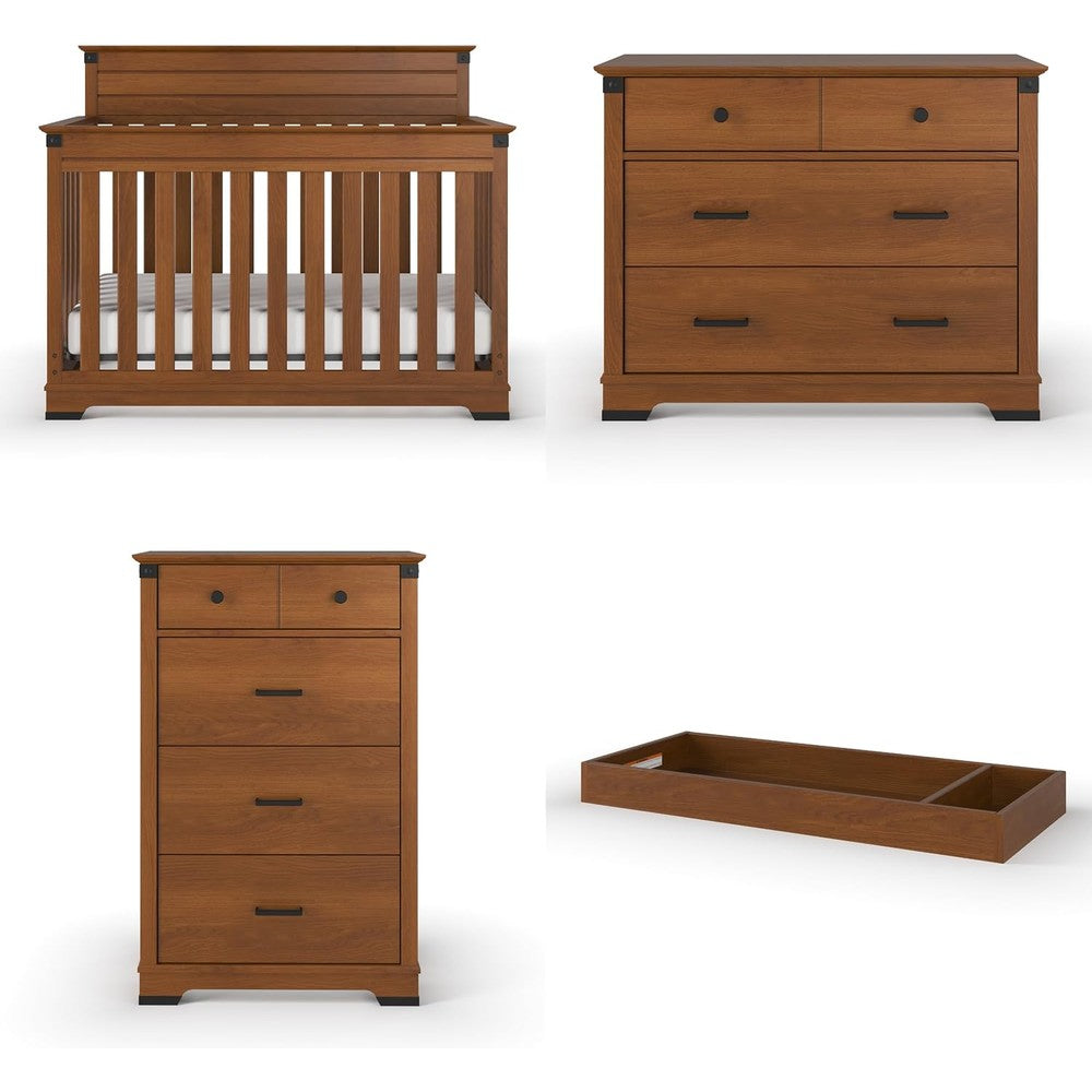 Child Craft Redmond 4-Piece Nursery Furniture Set front view in Coach Cherry finish
