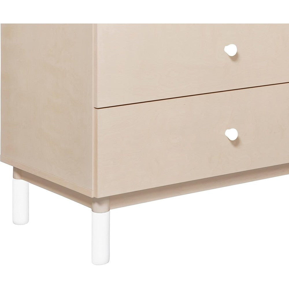 Babyletto Gelato crib and dresser feet pack in white front view showing modern design.