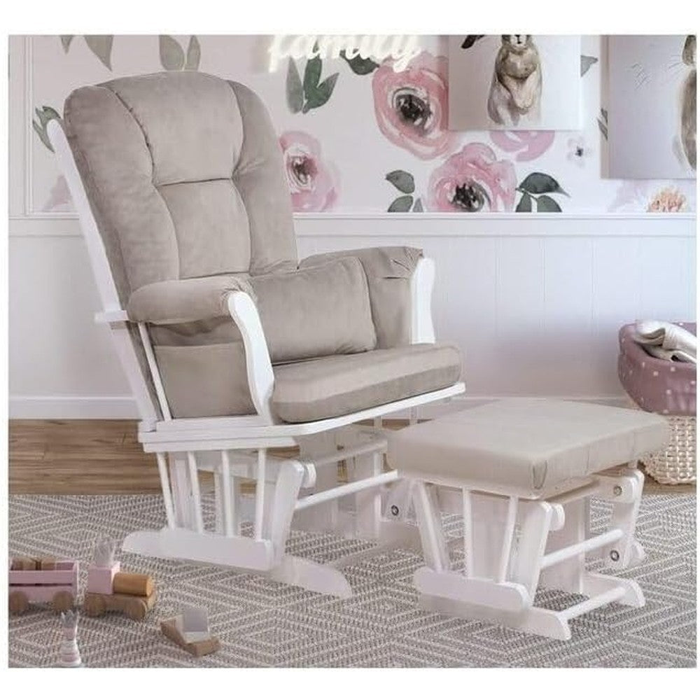 Maykoosh Glider and Ottoman white nursery chair front view