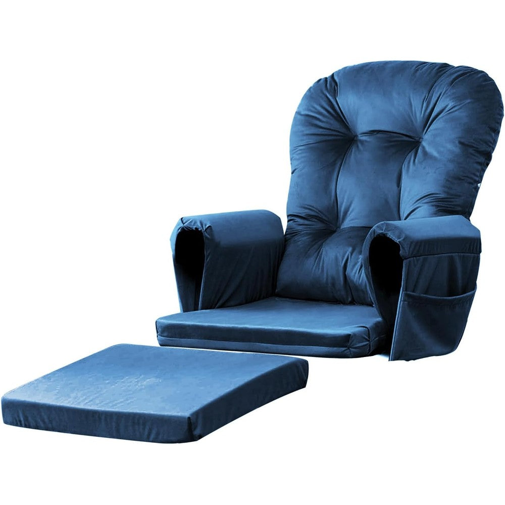 Lucky Monet 5 piece glider rocker replacement cushions dark blue velvet front view