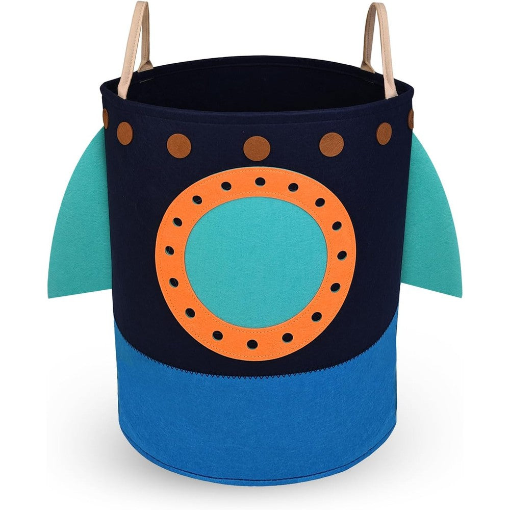 RareCi Rocket kids laundry hamper front view for bedroom storage