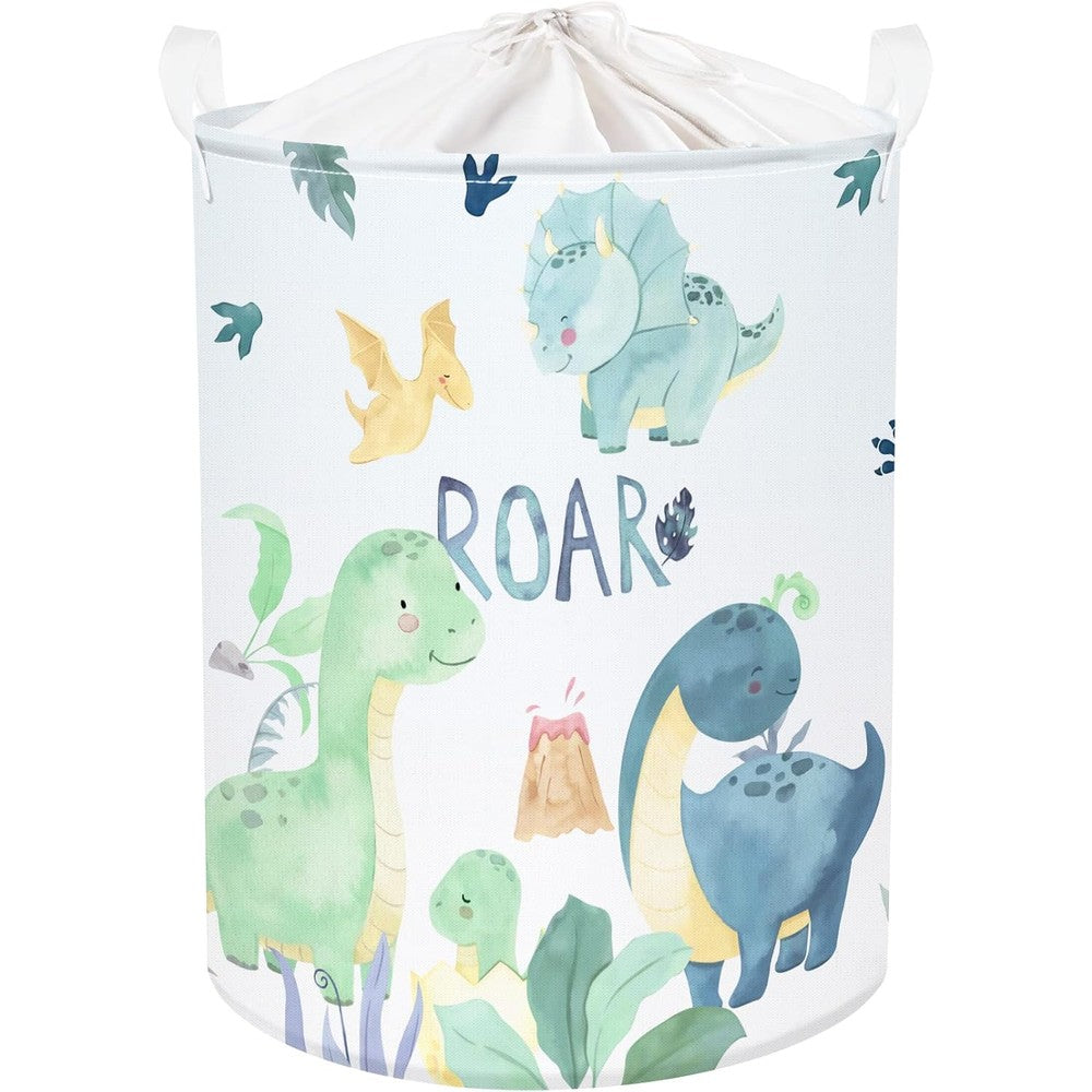 Clastyle 45L green dinosaur laundry basket front view