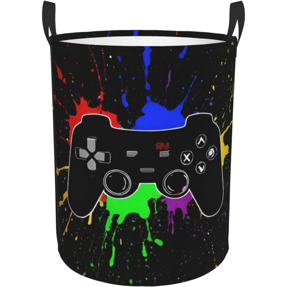 Gbuzozie game joystick 62l round laundry hamper front view