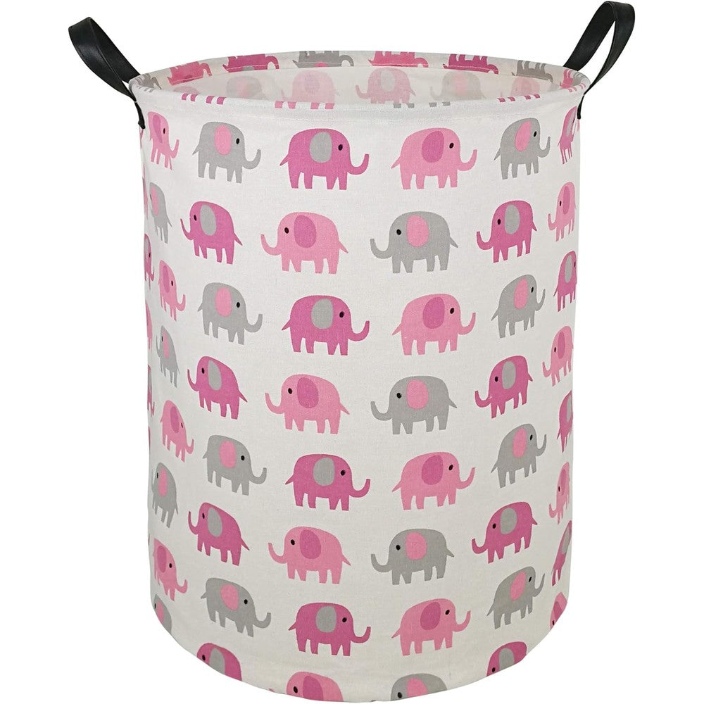 Huayee Pink Elephant Laundry Hamper front view
