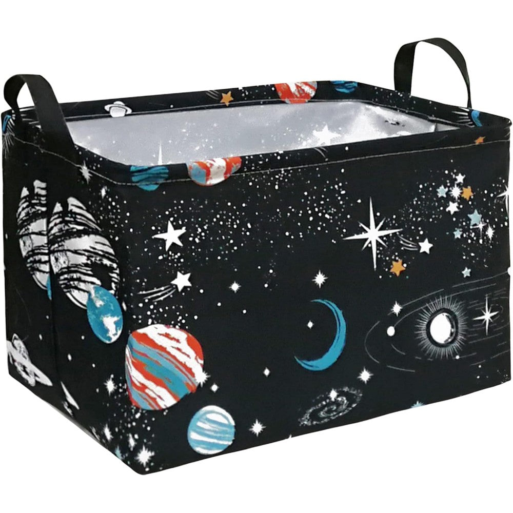 Duyiy Rectangle Black Planet Storage Basket Front View