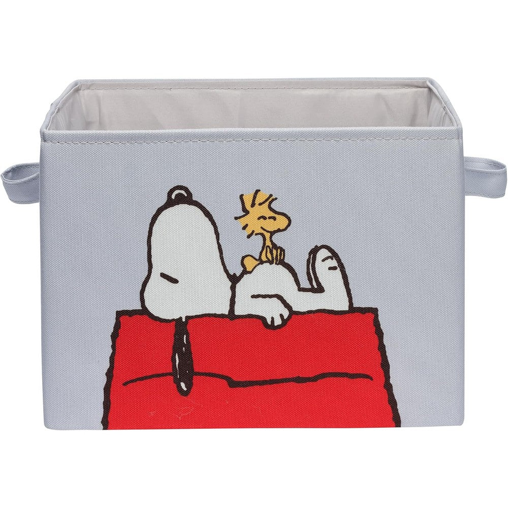 Lambs and Ivy Snoopy foldable storage bin front view for nursery organization.