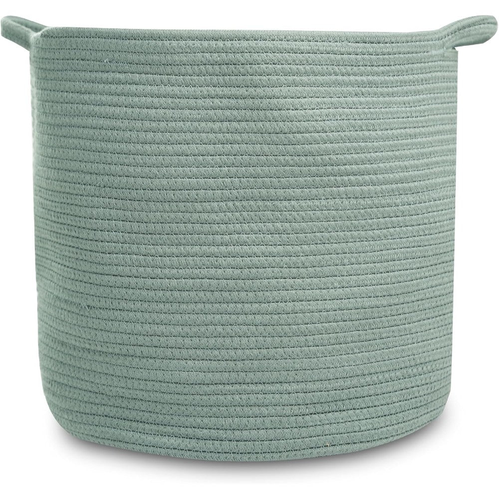 Natemia large woven cotton rope storage basket front view
