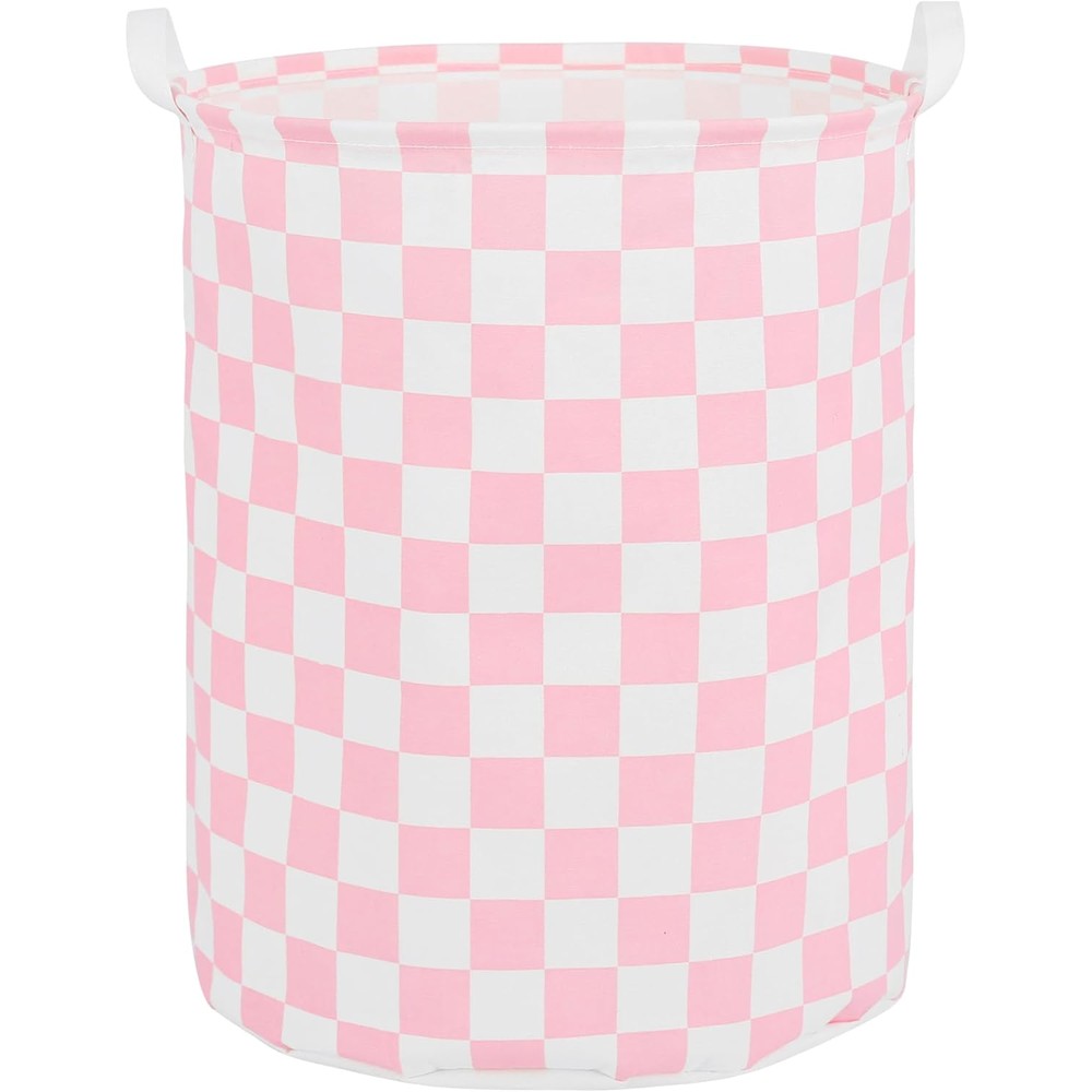 QiANBiRD Large Foldable Laundry Basket Pink Racing Flag front view