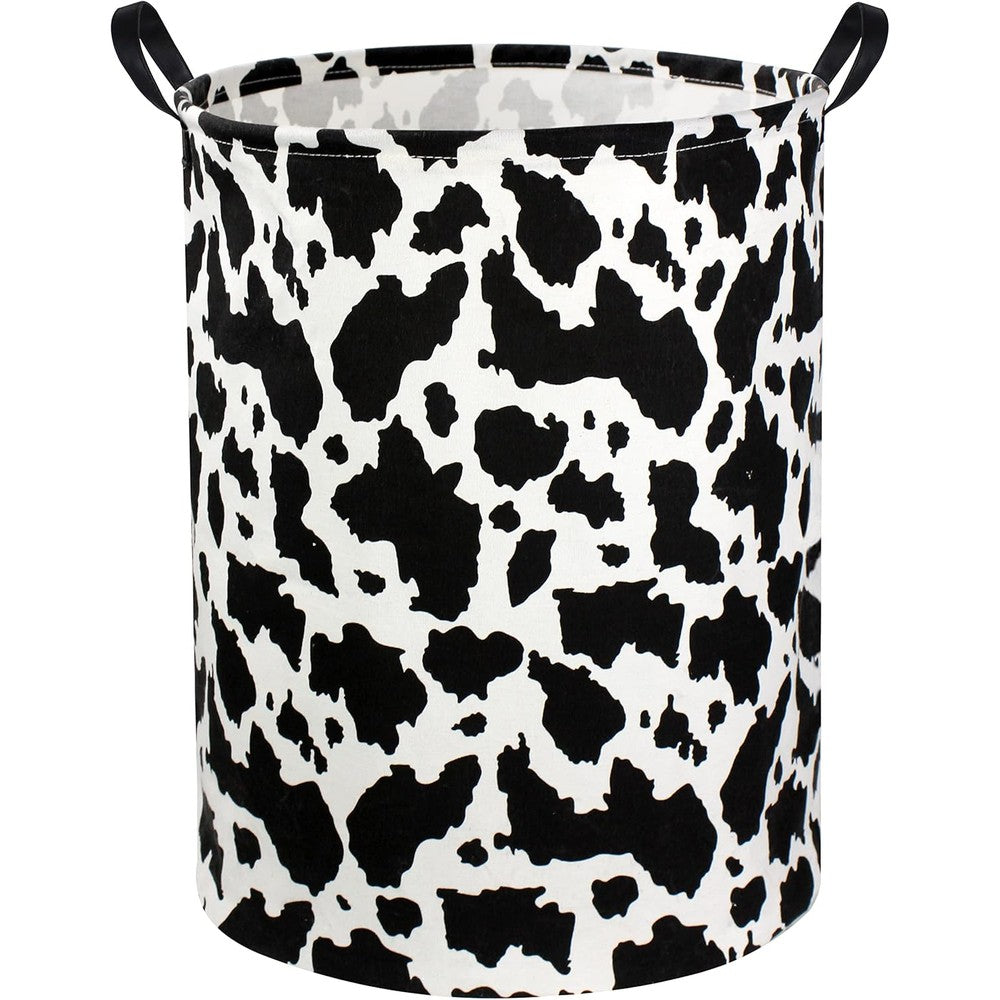 DDBASKET Cow Print Laundry Basket front view nursery storage