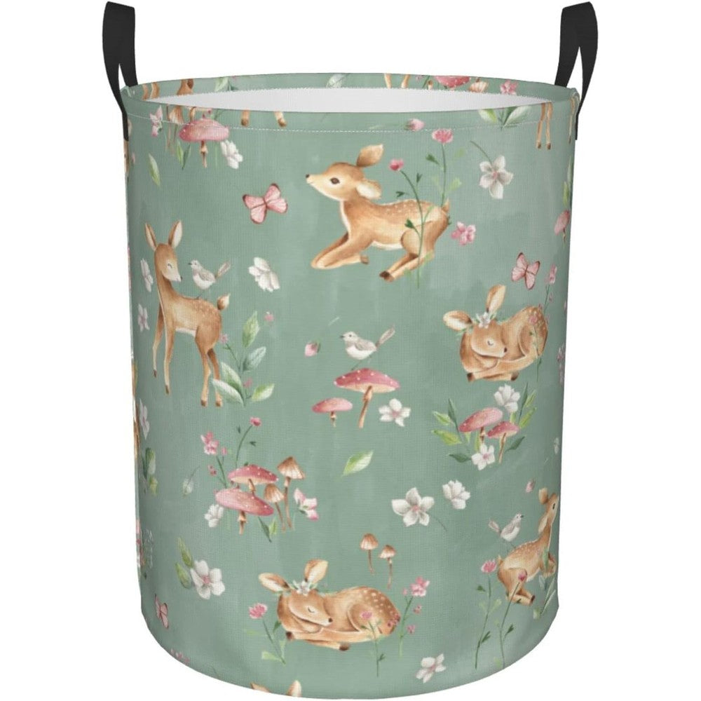 Gbuzozie round woodland deer laundry hamper front view