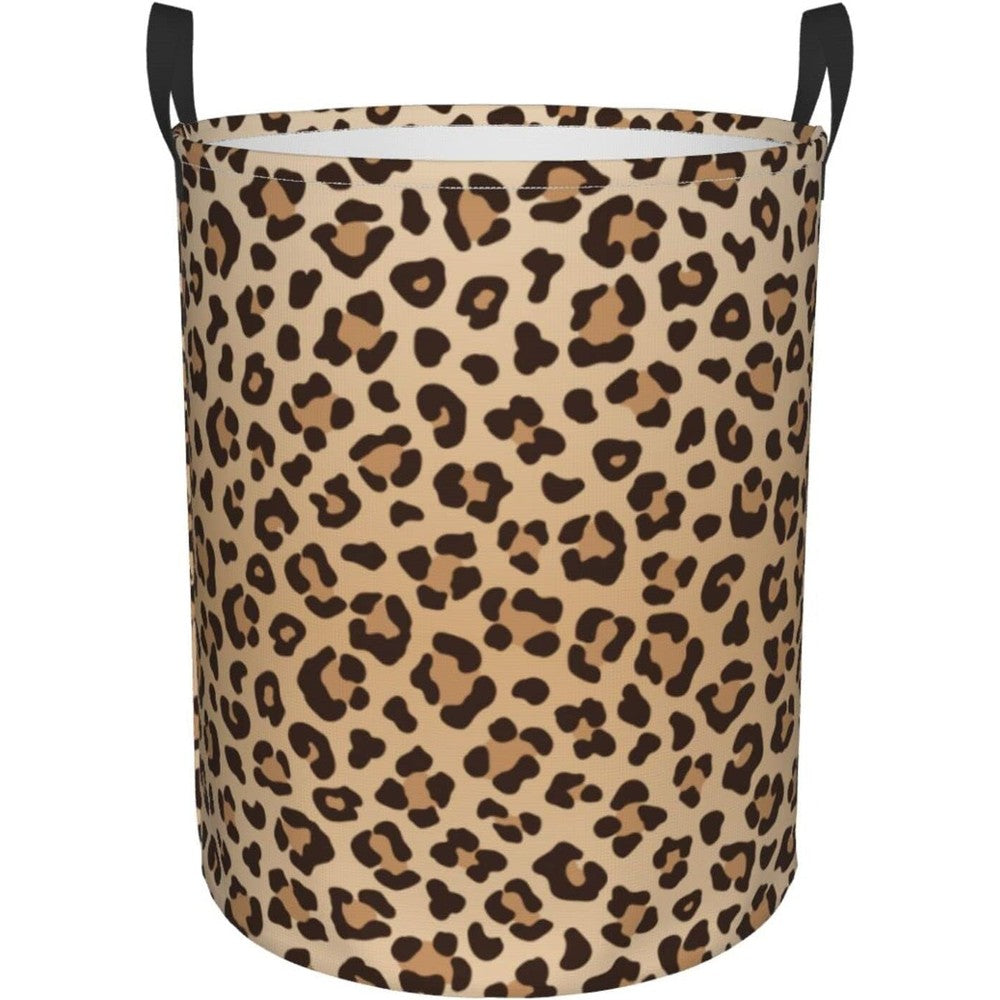 Gbuzozie leopard print round laundry hamper front view