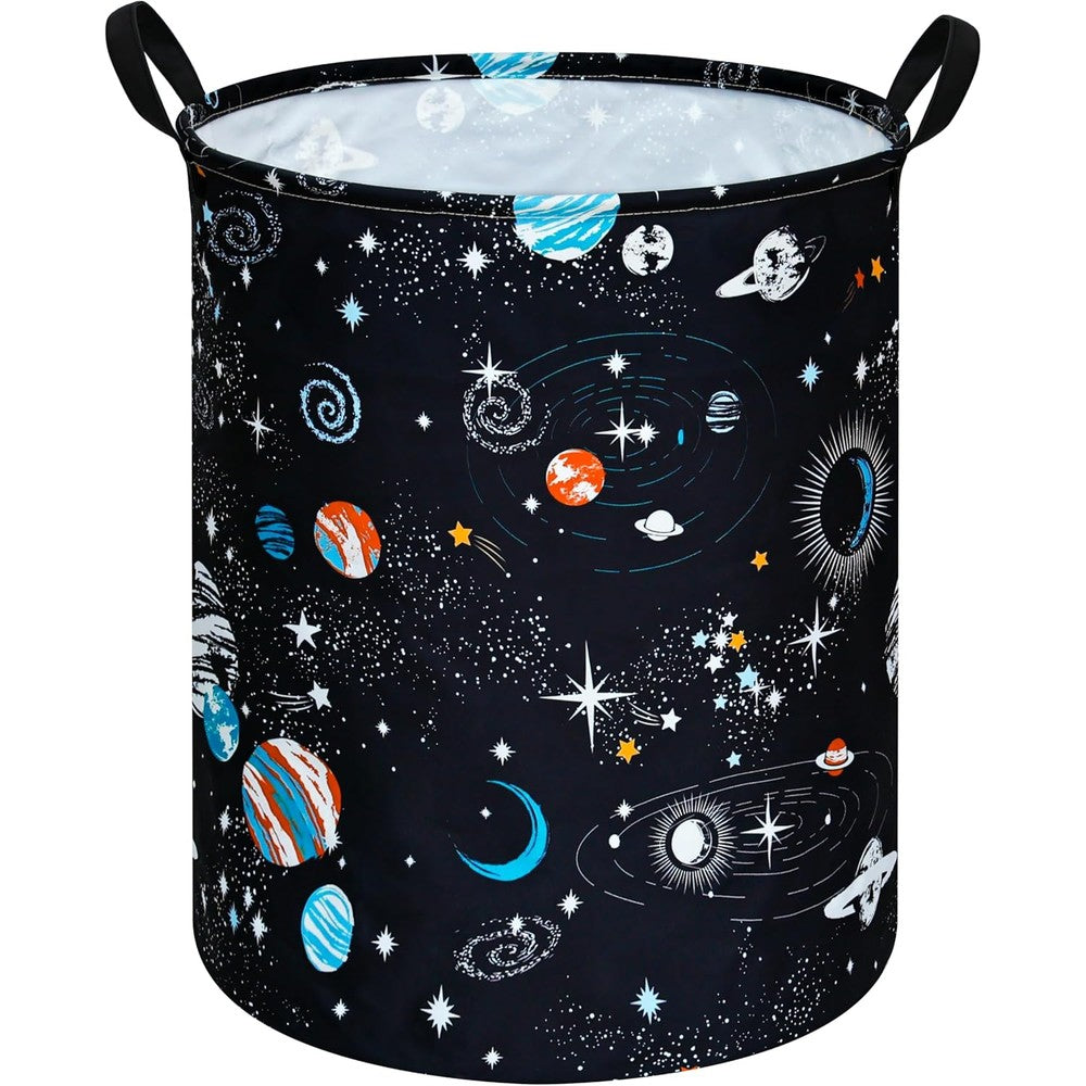 Duyiy round canvas laundry hamper front view