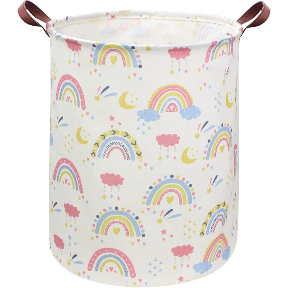 Essme rainbow collapsible laundry basket front view for nursery