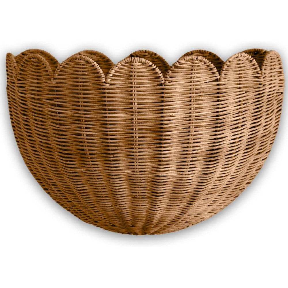 Bebe Bask Scalloped Wicker Hanging Basket in Mocca front view