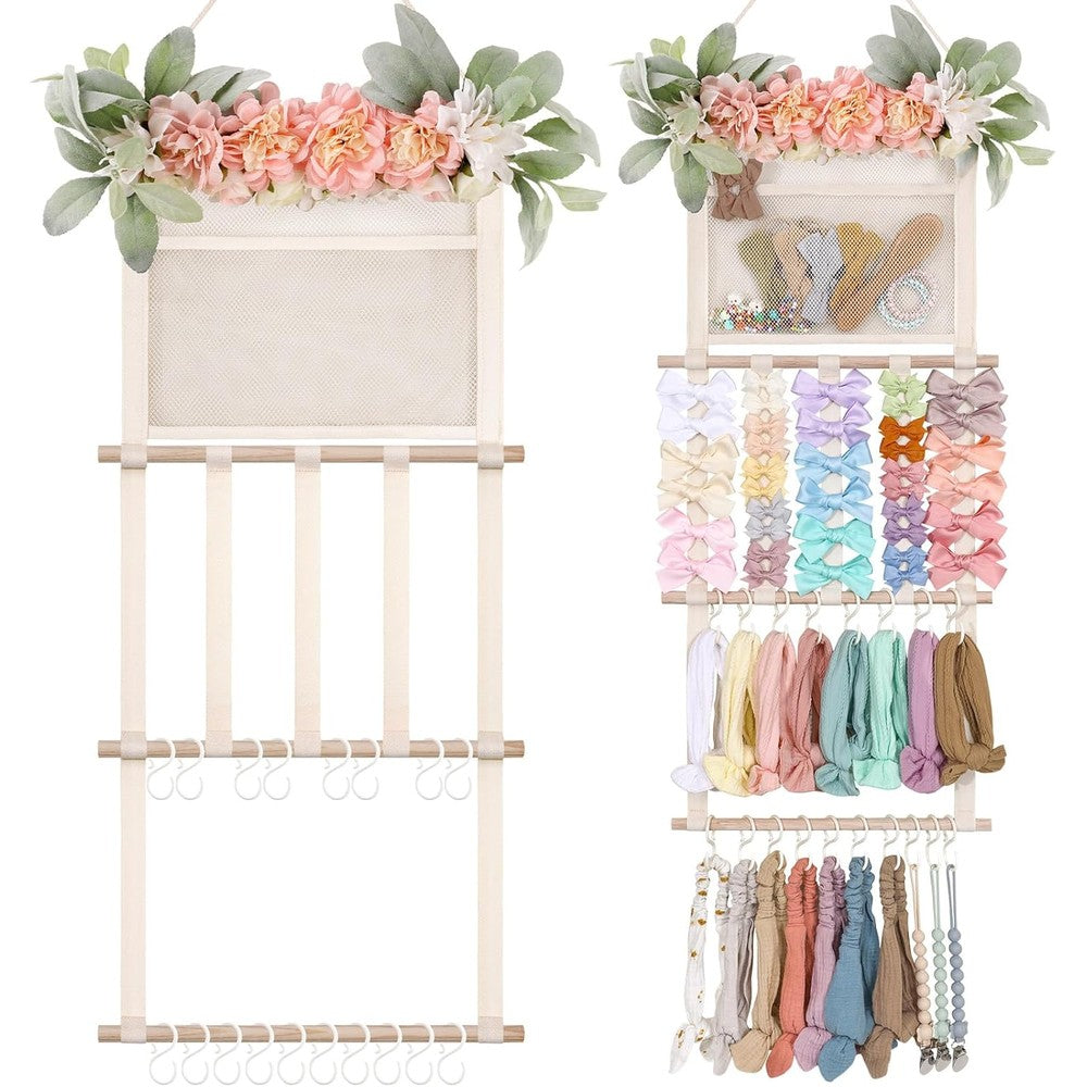 Povetire flower baby headband holder wall display front view